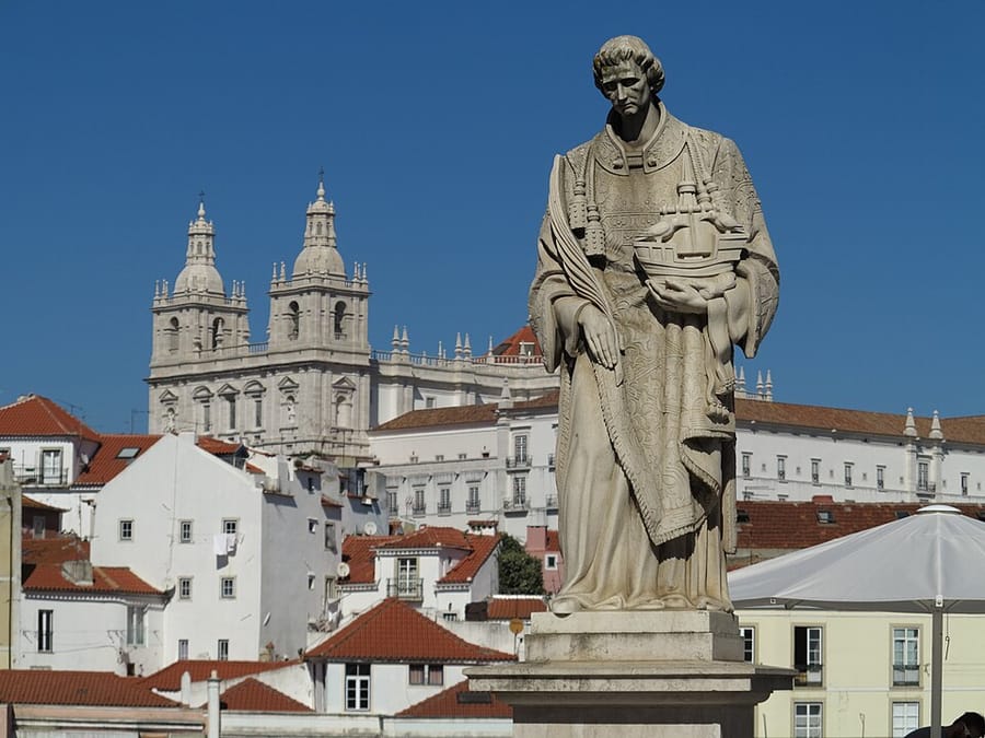 View over Alfama's rooftops from a Lisbon viewpoint
